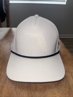 Branded Bills- White Florida Embossed Rope-Trim Cap